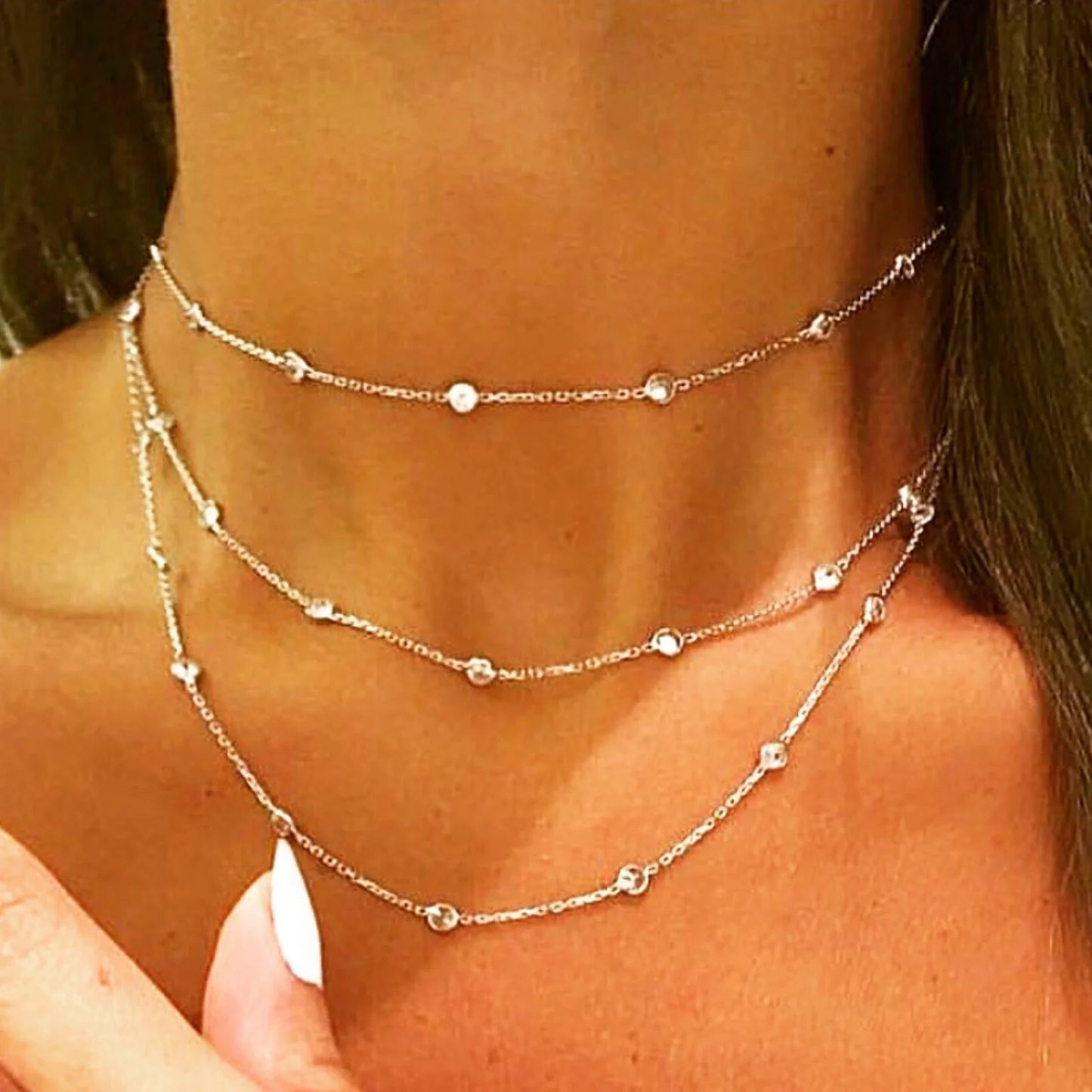 Collier - Chic en Argent 925 avec Perles CZ